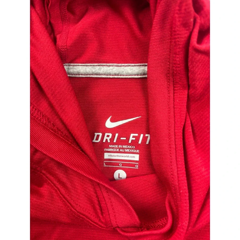 Nike Dri-FIT Hoodie Mens Large Red Long Sleeve Lightweight Athletic Pullover